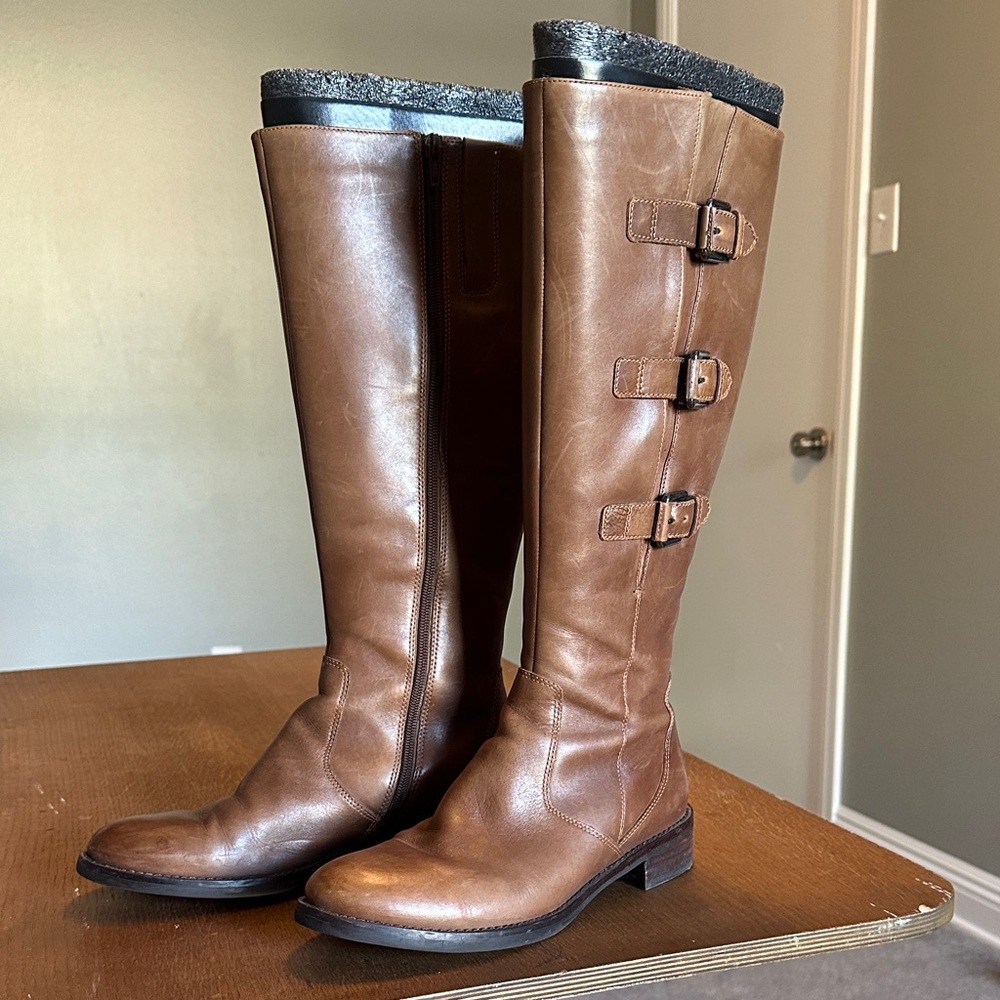Ecco Brown Leather Knee High Boots